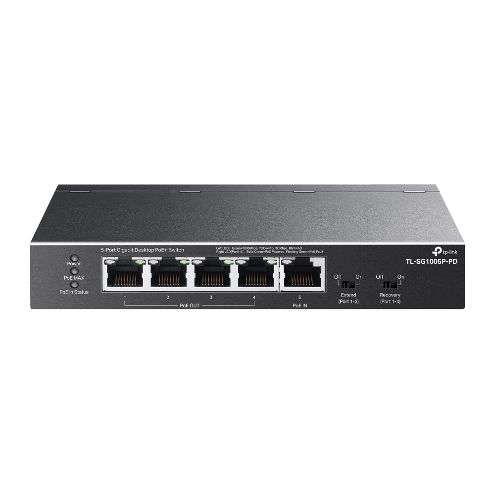 [4895252501117] 4895252501117 TP-Link TL-SG1005P-PD 5-Port Gigabit Desktop PoE+ Switch with 1-Port PoE++ In and 4-Port PoE+Out