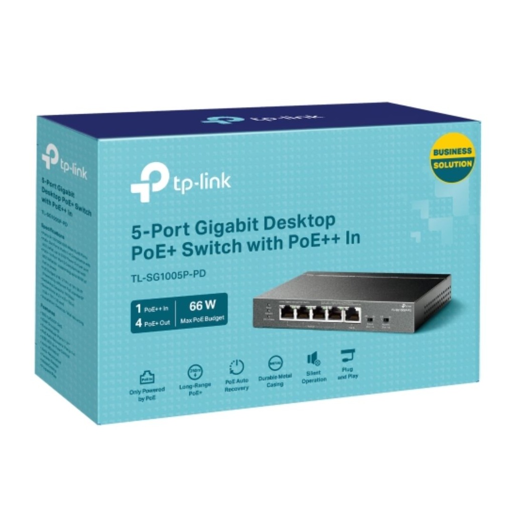 [4895252501117] TP-Link TL-SG1005P-PD 5-Port Gigabit Desktop PoE+ Switch with 1-Port PoE++ In and 4-Port PoE+Out