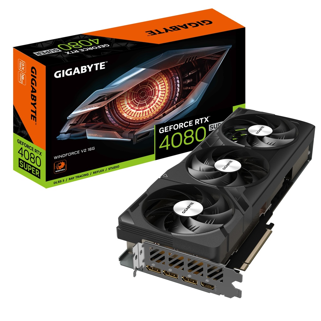 [4719331354220] 4719331354220 Gigabyte GeForce RTX™ 4080 SUPER WINDFORCE V2 16G GDDR6X Video Card 2550 MHz PCIE4.0x16 DP1.4a *3 HDMI 2.1 *1
