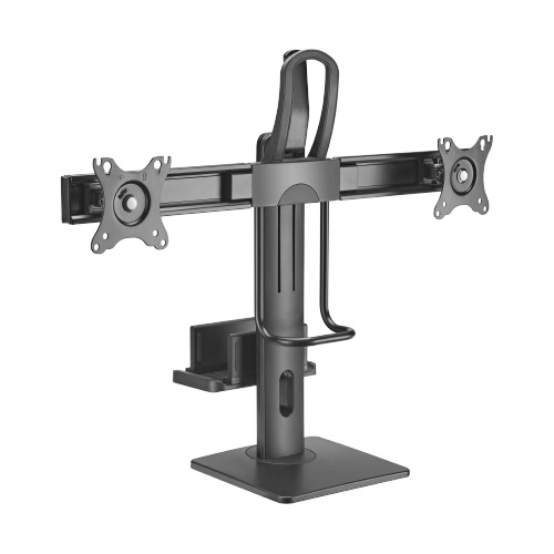 [6956745174534] 6956745174534 Brateck Dual Screens Vertical Lift Monitor Stand With Thin Client CPU Mount  Fit Most 17"-27" Monitor Up to 6kg per screen VESA 100x100,75x75 (LS)