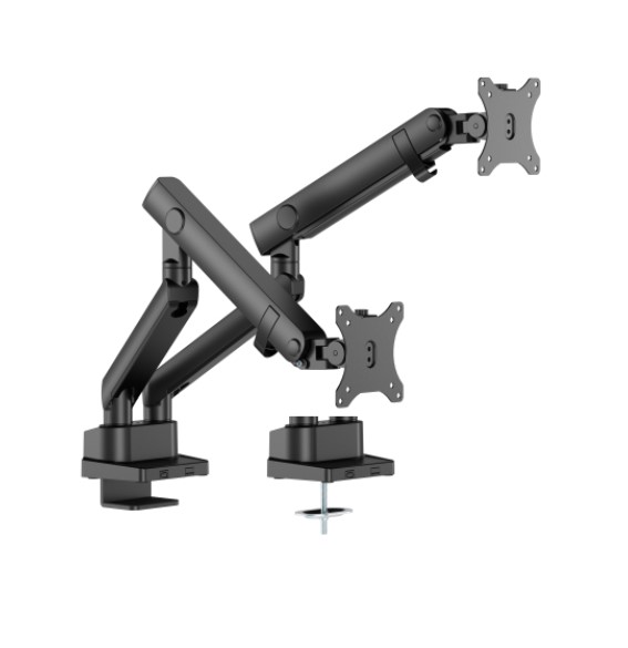 [6956745180733] 6956745180733 Brateck LDT84-C024-B DUAL SCREEN SLIM HEAVY-DUTY MECHANICAL SPRING MONITOR ARM BLACK (LS)