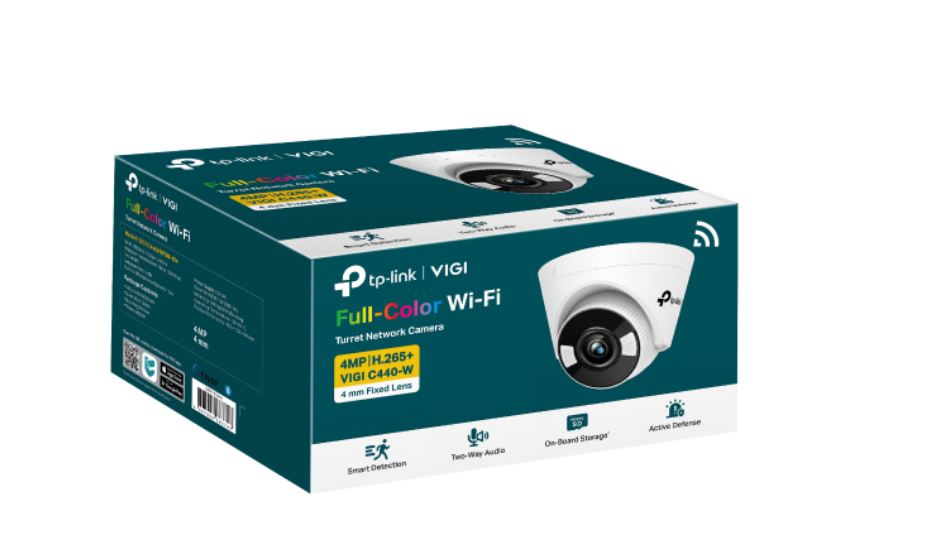 [4897098683743] TP-Link VIGI 4MP C440-W(4mm) Full-Colour Wi-Fi Turret Network Camera,4mm Lens, Smart Detection, 3YW