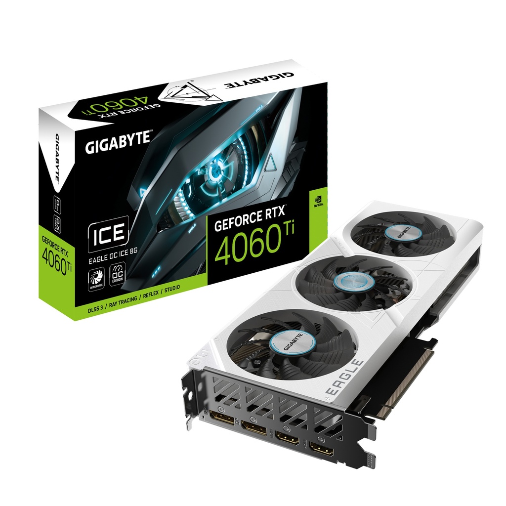 [4719331354350] 4719331354350 Gigabyte nVidia GeForce RTX 4060 Ti EAGLE OC ICE-8GD GDDR6 Video Card, PCI-E 4.0, 2550MHz Core Clock, 2x DP 1.4a, 2x HDMI 2.1a