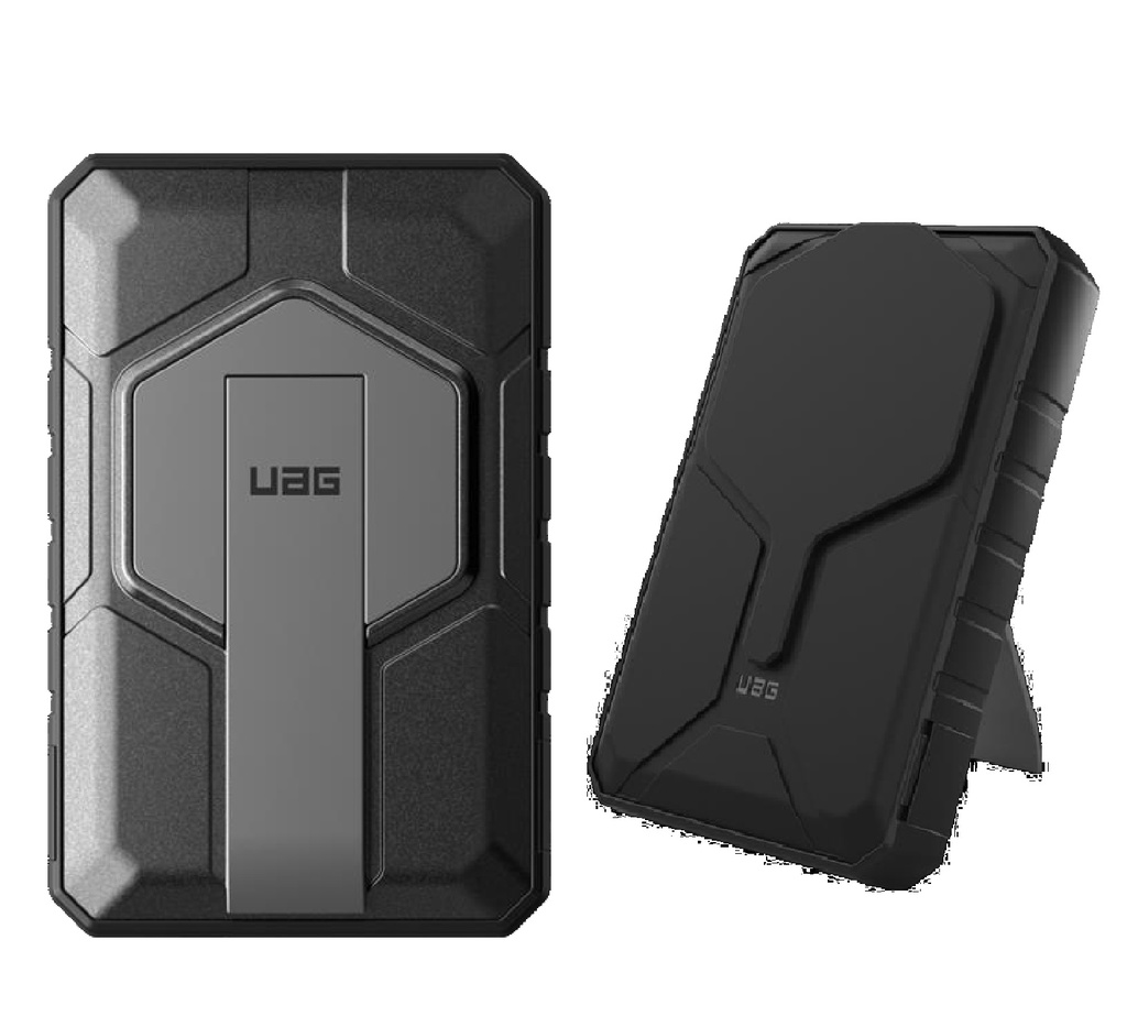 [840283911590] UAG Rugged Wireless Power Bank 10k mAh + Stand - Black/Grey (9B4411114030),20W USB-C, 10W Wireless, MagSafe compatible, 1 Year Warranty