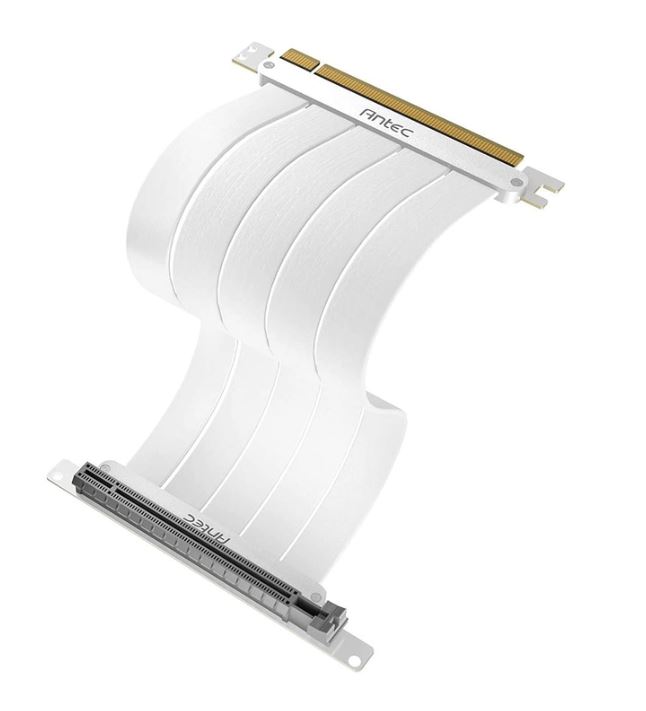 [761345777544] Antec PCIE-4.0 Riser Cable (200mm) White, Up to RTX4090 / 7900XT. High End Gold Plated and Shielded six Layer PCB. FPS lossless output Stability (LS)