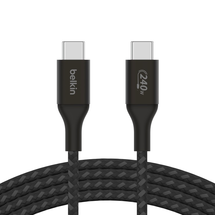 [745883859047] 745883859047 Belkin BoostCharge USB-C to USB-C Cable 1M - Black (CAB015bt1Mbk), 240W, 480Mbps, 30K bend, Samsung Galaxy,iPad,MacBook,Google,OPPO,Nokia,2YR