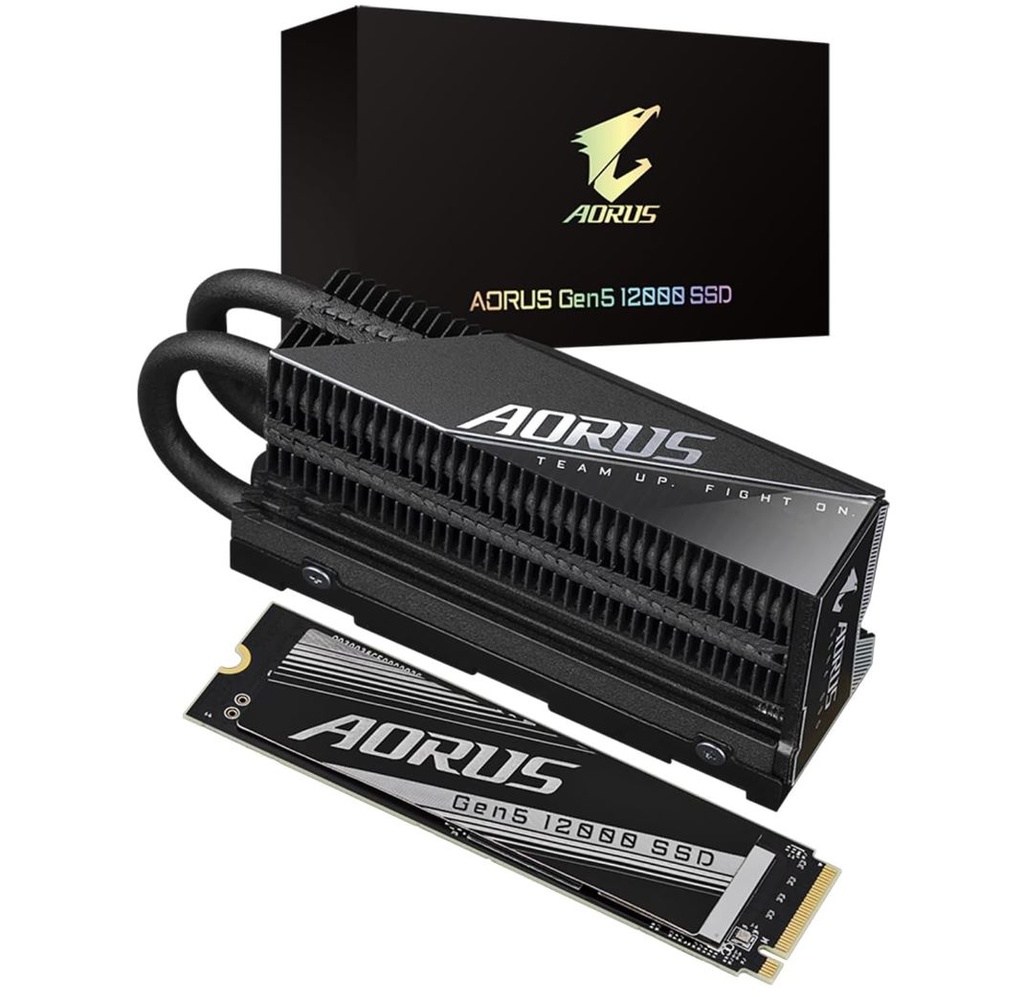 [4719331855949] Gigabyte AORUS Gen5 12000 SSD 1TB,  PCIe 5.0x4, NVMe 2.0 Interface, Sequential Read Speed : up to 11,700 MB/s, Sequential Write speed up to 9,500 MB/s
