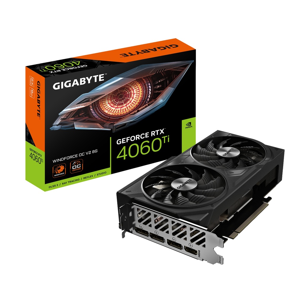 [4719331354534] 4719331354534 Gigabyte nVidia GeForce RTX 4060 Ti WINDFORCE OC V2 8G GDDR6 Video Card, PCI-E 4.0, 2535MHz Core Clock, 2x DP 1.4a, 2x HDMI 2.1a
