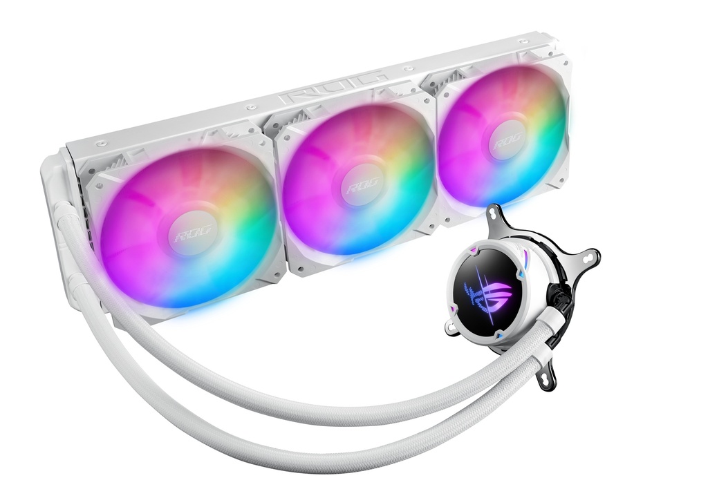 [4711387144060] 4711387144060 ASUS ROG STRIX LC II 360 ARGB All-in-one Liquid CPU Cooler White Edition, 3x ROG 120mm ARGB Fan, Aura Sync, Intel LGA 1700/1200/1150/1151/AM4/AM5/TR4