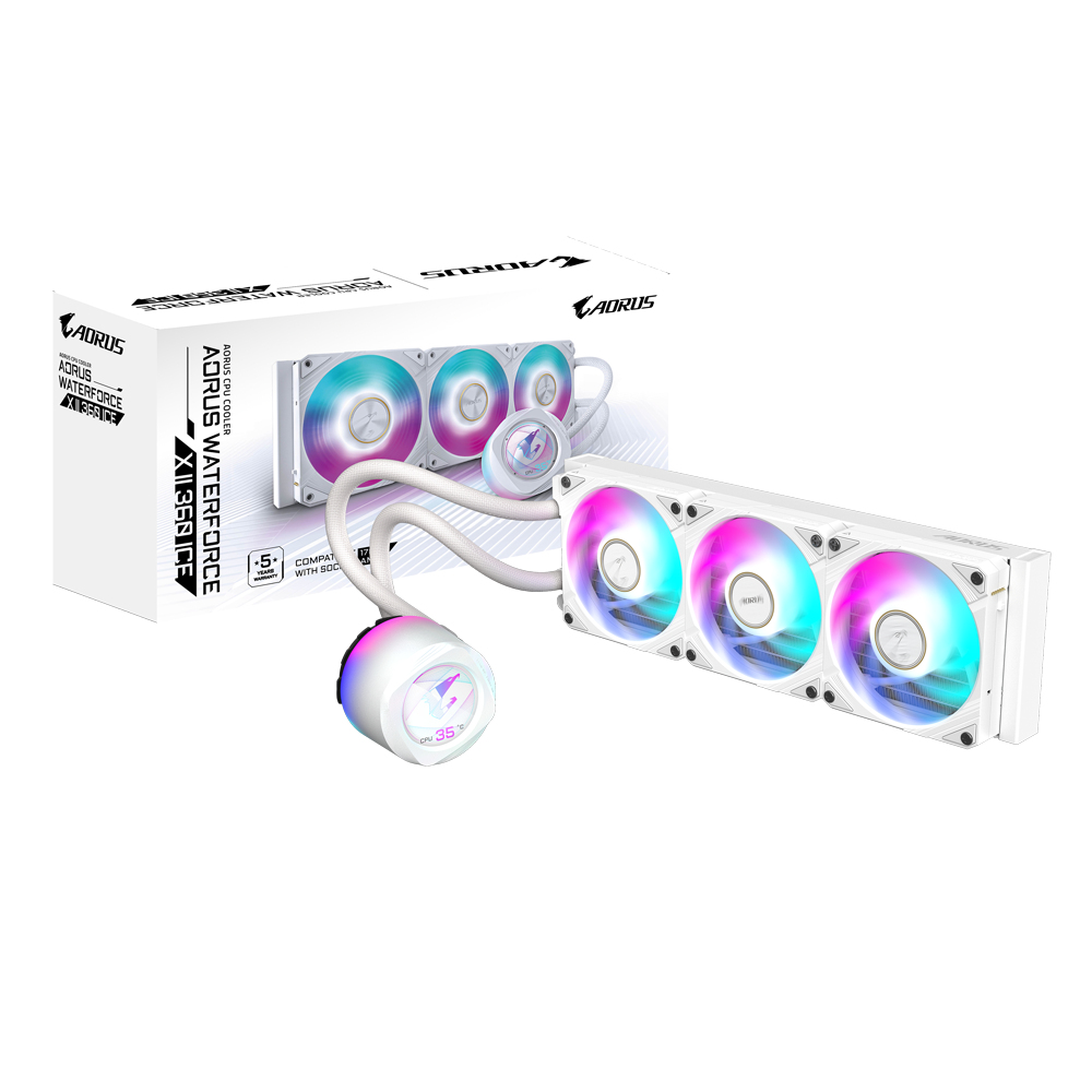 [4719331553968] 4719331553968 Gigabyte AORUS WATERFORCE X II 360 ICE LCD display AIO liquid cooler, Intel 2066, 2011,1366,115x,1700, AMD TR4, AM5, AM4, sTRX4