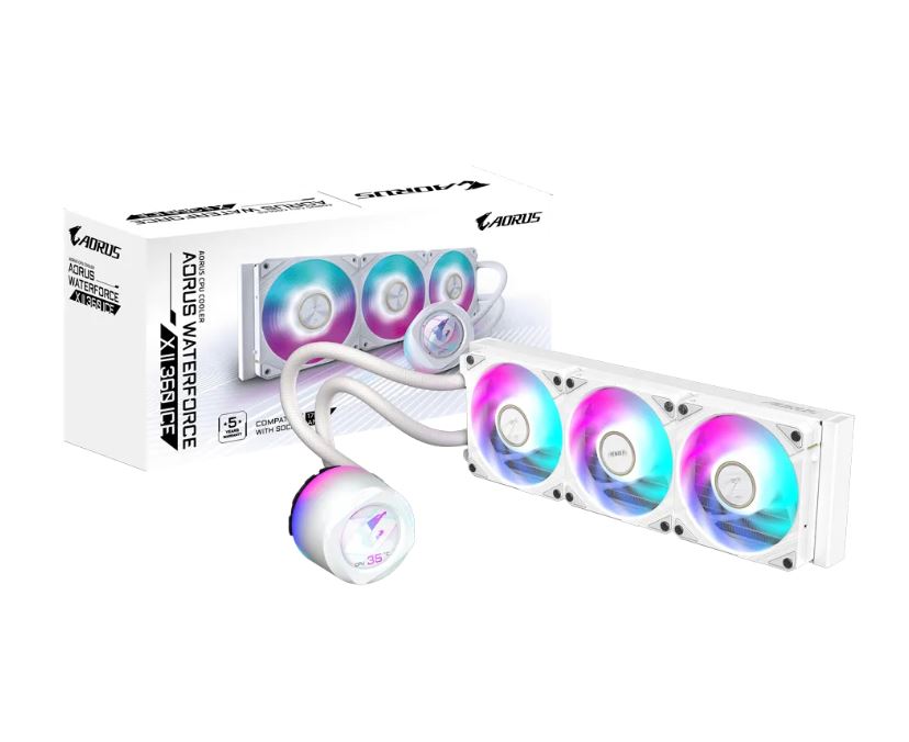 [4719331553968] Gigabyte AORUS WATERFORCE X II 360 ICE LCD display AIO liquid cooler, Intel 2066, 2011,1366,115x,1700, AMD TR4, AM5, AM4, sTRX4