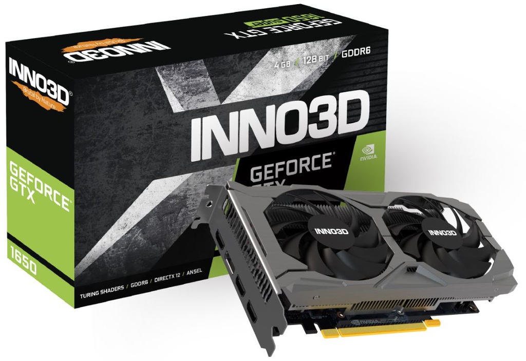 [835168003712] 835168003712 INNO3D nVidia GeForce GTX 1650 TWIN X2 OC V3 4GB GDDR6 1635 MHz Boost Clock, RAM 12Gbps, 1xHDMI, 3x DP