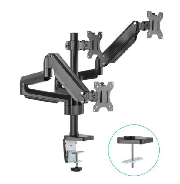 [9346396003739] mbeat® activiva ErgoLife Triple Monitor Screen Gas Spring Monitor Arm Support Monitor Types: Flat screen and curved screen Screen Size: 17"-27"