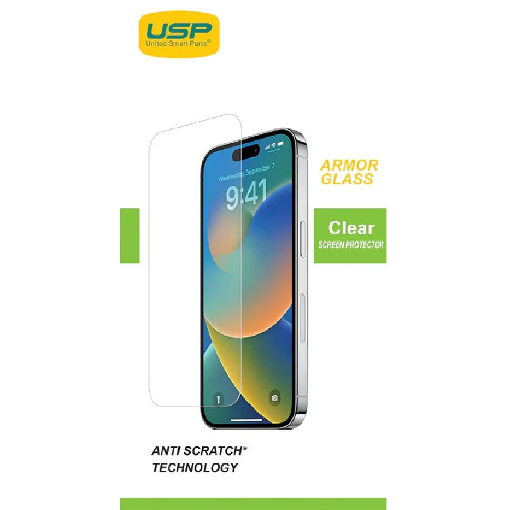 [6972890208474] 6972890208474 USP Apple iPhone 16 / iPhone 15 / iPhone 15 Pro (6.1") Armor Glass Full Cover Tempered Glass Screen Protector - 5X Anti Scratch Technology