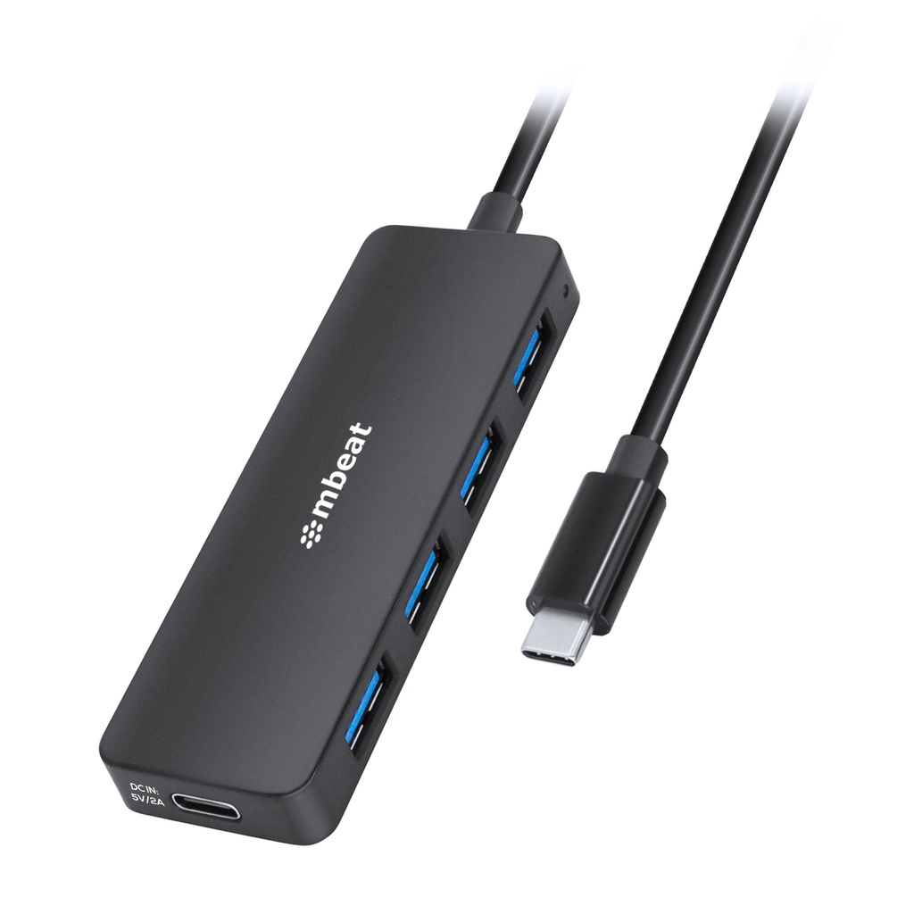 [9346396003678] 9346396003678 mbeat 4-Port USB-C Hub with USB-C DC Port  Compact and Portable Design  Flexible Device Connectivity Data Transfer Speed: 5Gbps Weight: 30g