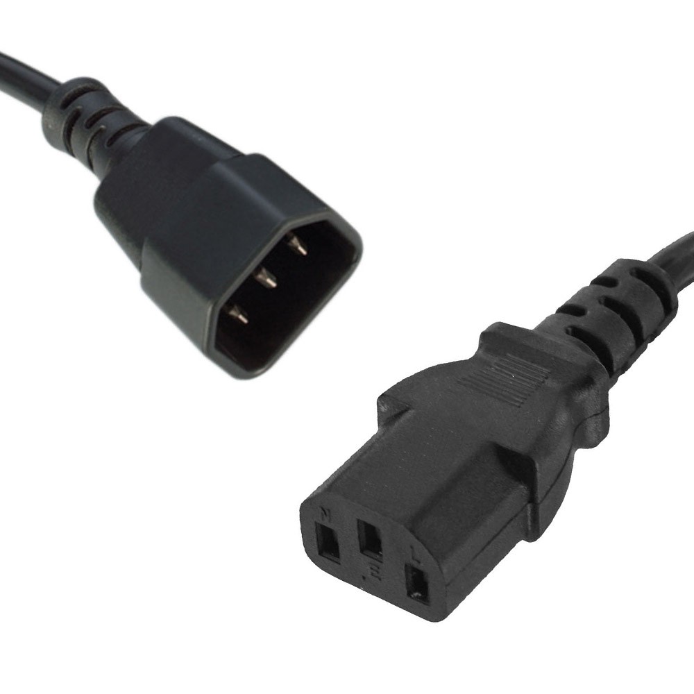 [9341756014608] 8Ware Power Cable Extension Cord 1m IEC C14 to C13 Male to Female for Monitor to PC or PC/UPS to Device