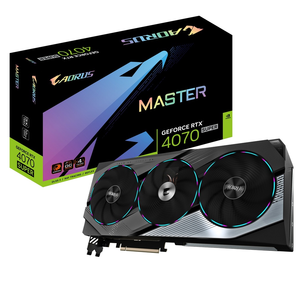 [4719331354138] 4719331354138 Gigabyte nVidia GeForce RTX 4070 Super Aorus Master 12GD GDDR6X Video Card, PCI-E 4.0,7168 Core Clock, 3x DP 1.4a, 1x HDMI 2.1a