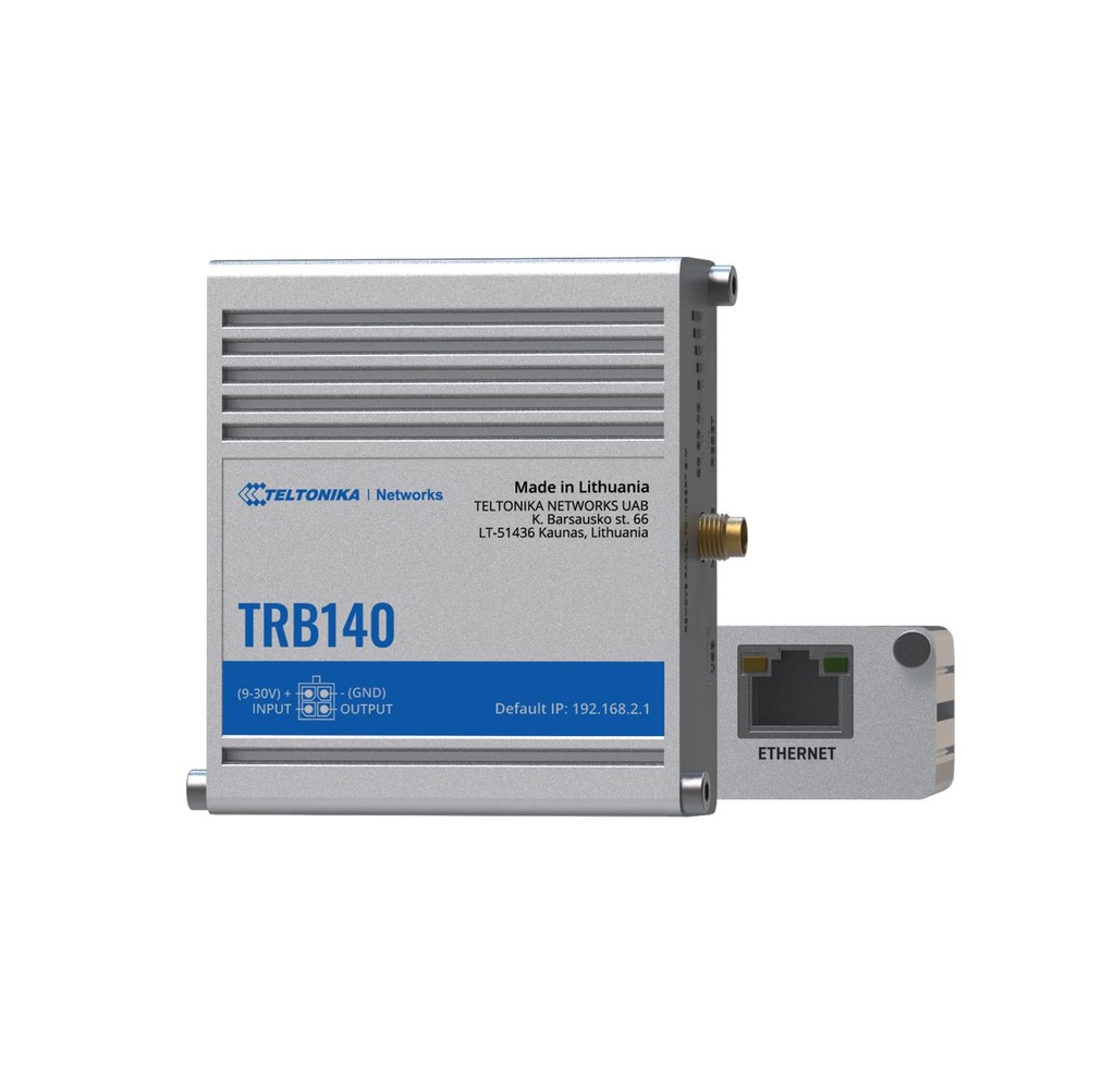 [4779027312408] 4779027312408 Teltonika TRB140 Industrial Rugged LTE Gateway, 4G/LTE (Cat 4), Compatible with Industrial DNP3  Modbus Communication Protocols, PSU included