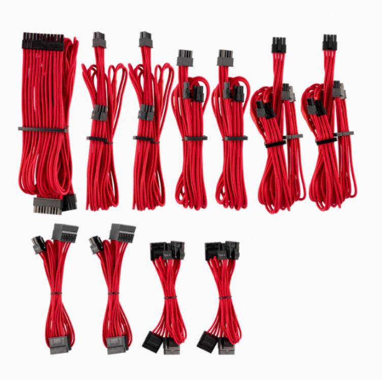 [843591079587] 843591079587 For Corsair PSU - Red Premium Individually Sleeved DC Cable Pro Kit, Type 4 (Generation 4)