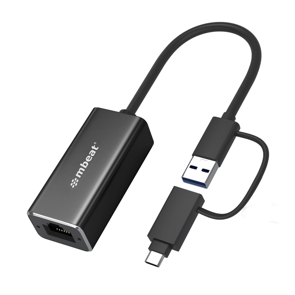 [9346396003470] 9346396003470 mbeat 2-in-1 USB 3.1 Gigabit LAN Adapter with USB-C Converter/ USB 3.1/ RJ45/ Transfer Speed: 10/100/1000Mbps Weight: 32.6g