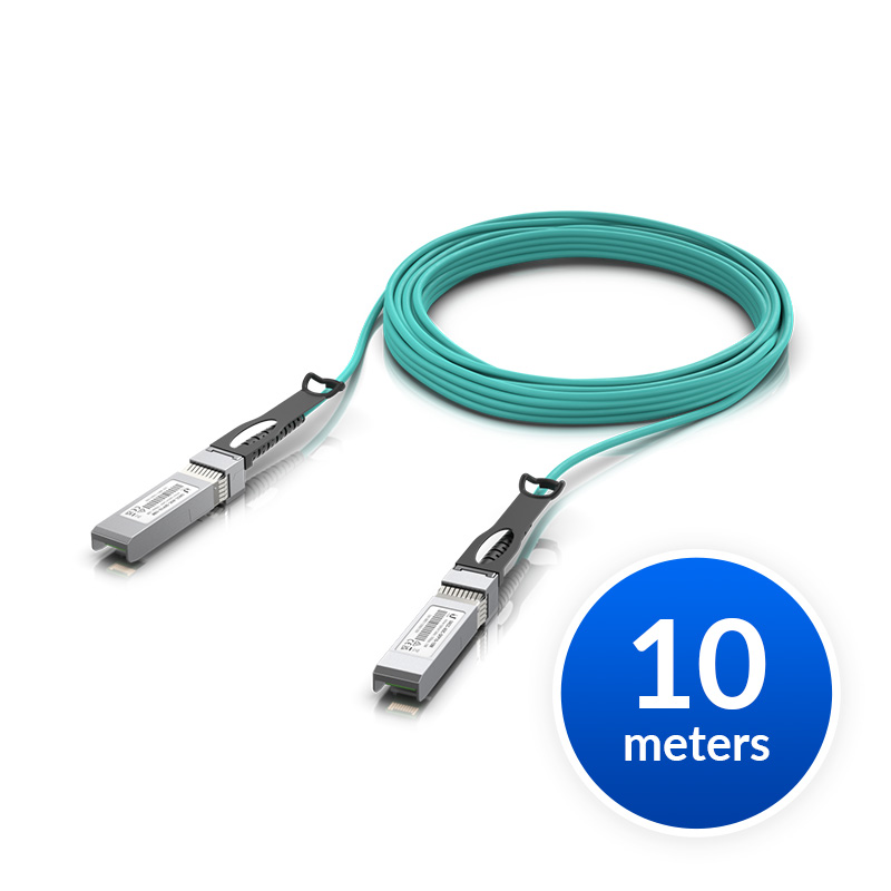 [810010077196] 810010077196 Ubiquiti 25 Gbps Long-Range DAC, Long-range SFP28, 10m Length, Support 25/10/1 Gbps, PVC Cable Jacket, Aqua Color, 2Yr Warr
