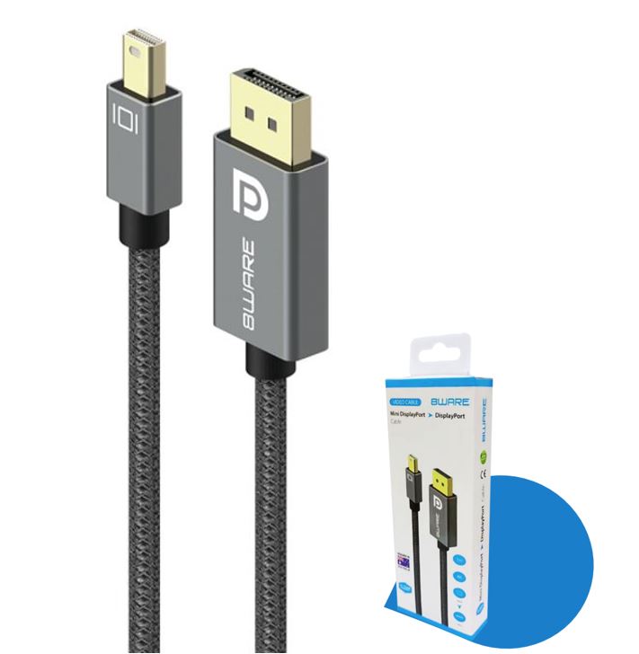 [744109262548] 744109262548 8ware Pro Series 4K 1M 60Hz Mini DisplayPort Male to DisplayPort Male cable high quality Premium connectors support MST monitor (Retail package)
