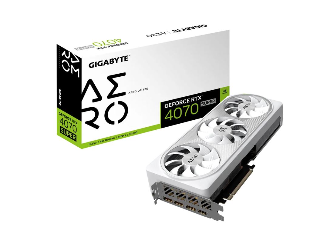 [4719331354145] Gigabyte nVidia GeForce RTX 4070 Super AERO OC 12GD GDDR6X Video Card, PCI-E 4.0,7168 CUDA Cores, RGB Fusion 3x DP 1.4a, 1x HDMI 2.1a