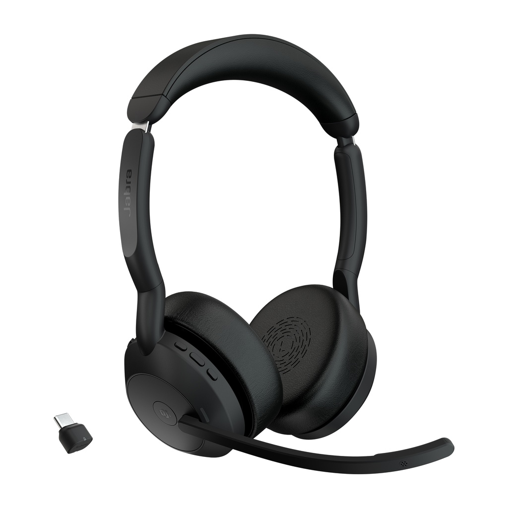 [5706991027587] 5706991027587 Jabra  Evolve2 55, USB C, Stereo, MS Teams, Active Noise Cancellation (ANC), Link 380 Bluetooth® Adapter ,30m Wireless Range, 18 Hours Battery Life
