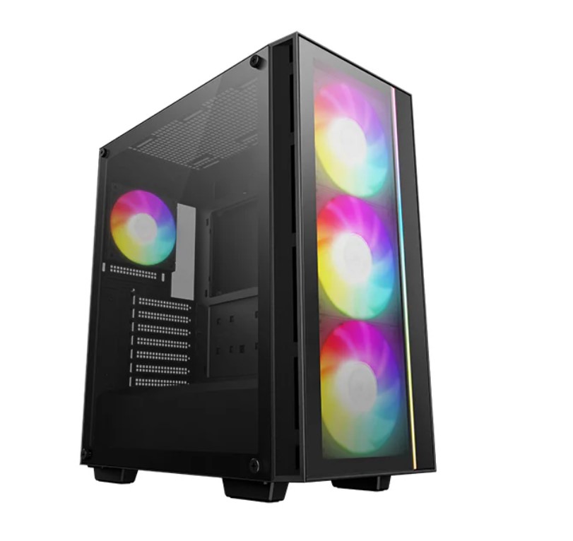 [6933412774365] 6933412774365 DeepCool MATREXX 55 V4 Full Tempered Glass Side Panel ATX Case. Pre-Installed 3×140mm ARGB PWM Fans,  1×120mm ARGB, Up to 360mm