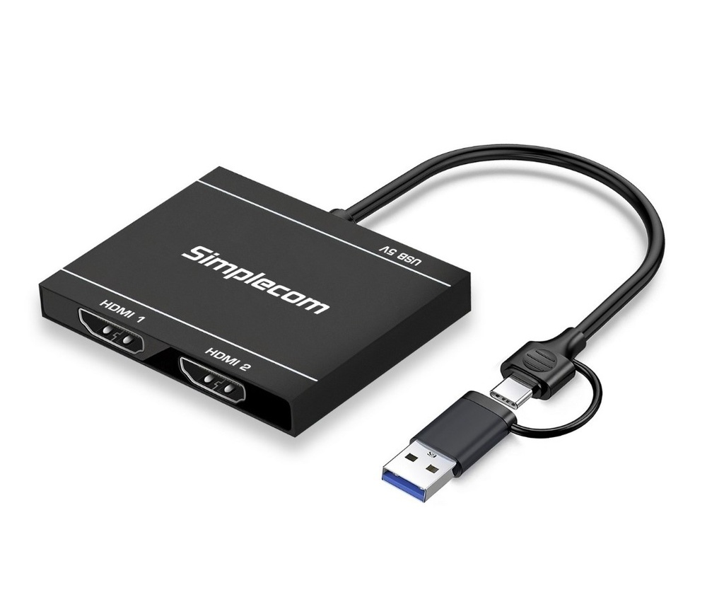 [9350414003410] 9350414003410 Simplecom DA327 USB 3.0 or USB-C to Dual HDMI Display Adapter for 2x 1080p Extended Screens
