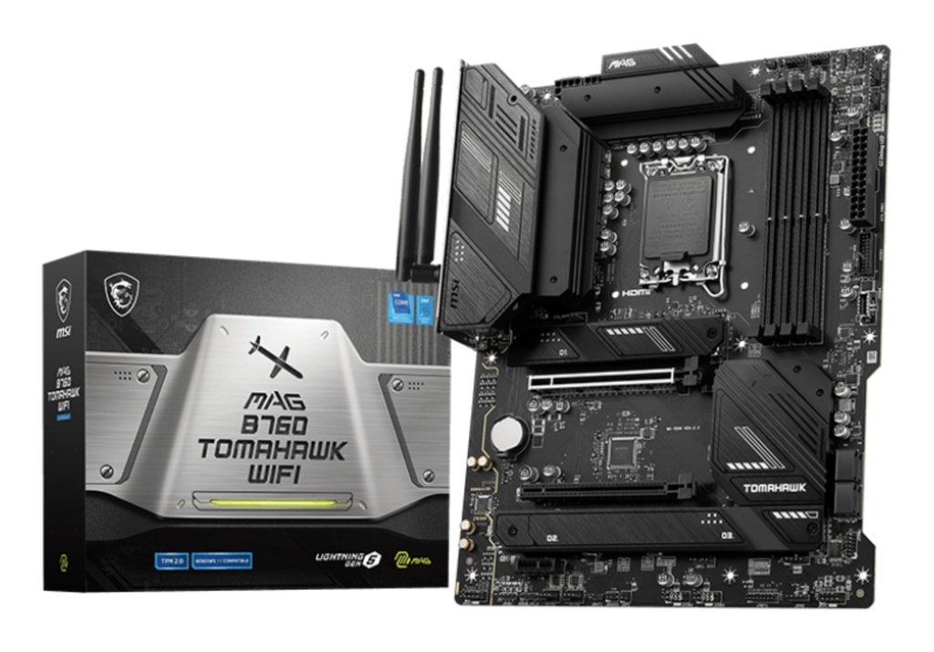 [4711377034210] 4711377034210 MSI MAG B760 TOMAHAWK WIFI ATX Motherboard, 4x DDR5~192GB, 2x PCI-E x 16, 1x PCI-E x 1,  3x M.2, 4x SATA, 4x USB 3.2 , 4x USB 2.0, 1x USB Type C