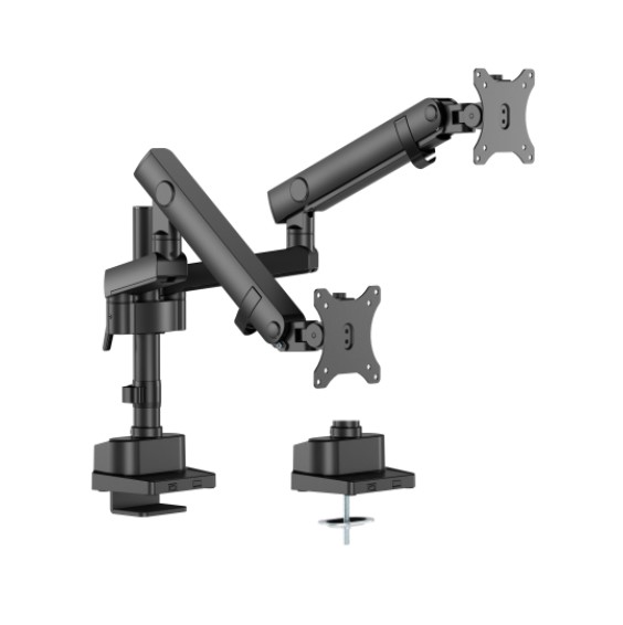 [6956745180757] Brateck LDT84-C024P-B DUAL SCREEN POLE-MOUNTED HEAVY-DUTY MECHANICAL SPRING MONITOR ARM BLACK (LS)