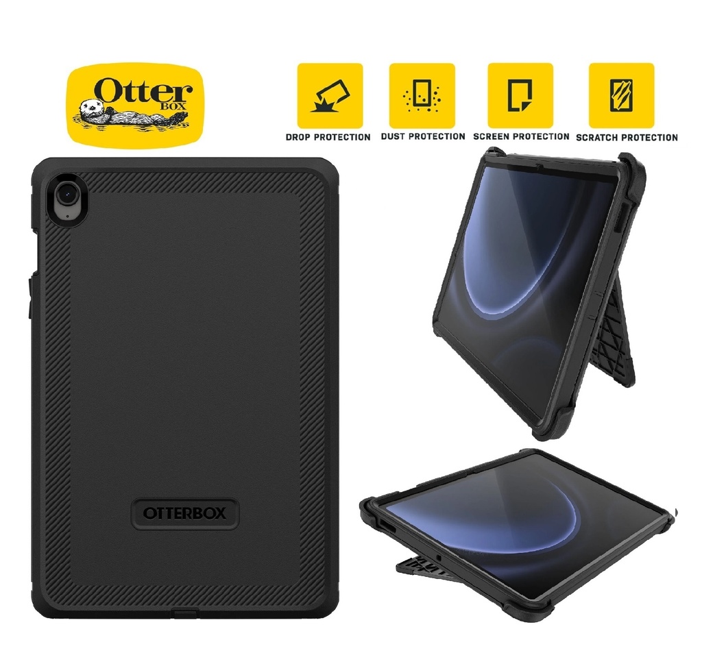 [840304756407] OtterBox Defender Samsung Galaxy Tab S9 FE (10.9") Case Black ProPack - (77-95042), DROP+ 2X military standard, Multi-layer, 7 Years Warranty