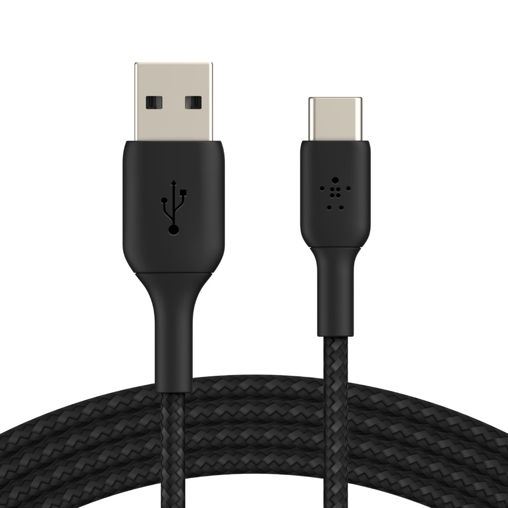 [745883788583] 745883788583 Belkin BoostCharge Braided USB-C to USB-A Cable (2m/6.6ft) - Black(CAB002BT2MBK),12W,480Mbps,10K+, Samsung Galaxy,iPad,MacBook,Google,OPPO,Nokia,2YR