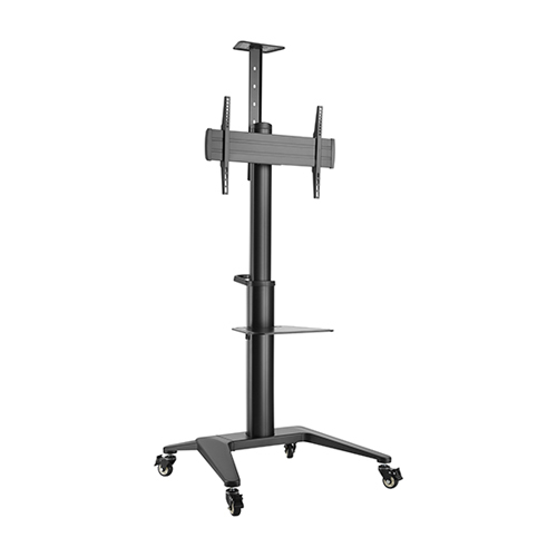 [6956745168519] Brateck Ultra-Modern Aluminum TV Cart (Landscape/Portrait Orientation)  Fit 37"-70" Up to 70Kg - Black (LS)