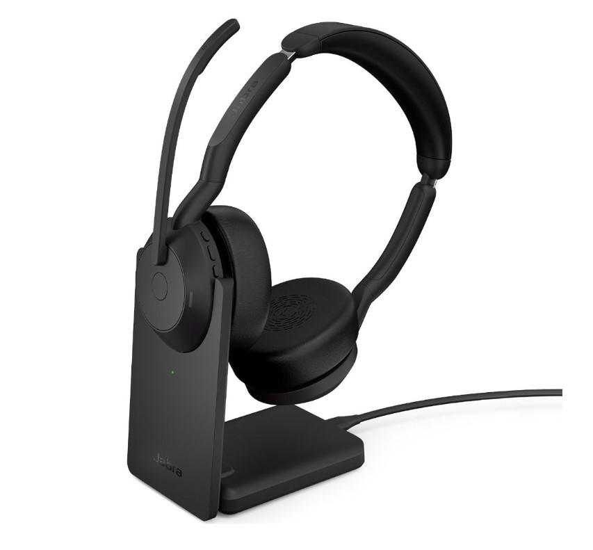 [SPJ-EVL2-55-UC-S-STC] SPJ-EVL2-55-UC-S-STC Jabra  Evolve2 55, USB C, UC, Stereo, Stand, Active Noise Cancellation (ANC), Link 380 Bluetooth® Adapter ,30m Wireless Range, 18 Hours Battery Life