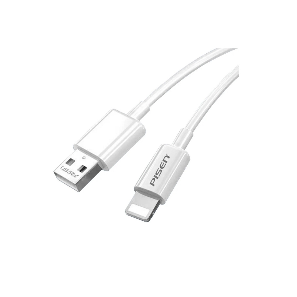 [6940735487629] Pisen Lightning to USB-A Cable (1M) White - Fast Charge 2.4A, Stretch-Resistant, Reinforced, Durable, Apple iPhone/iPad/MacBook