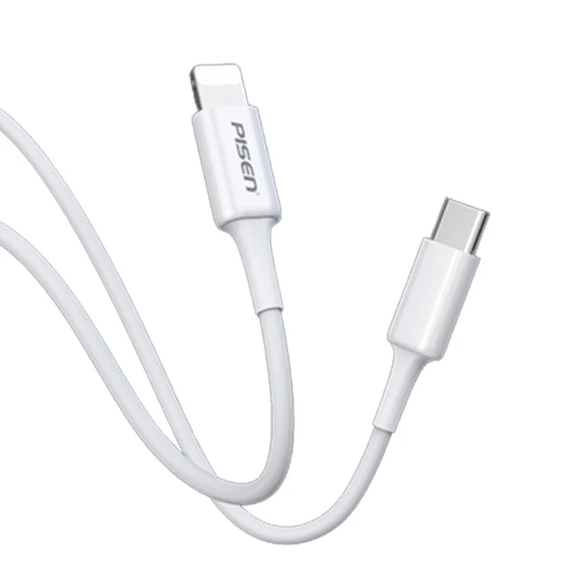 [6902957306782] Pisen Lightning to USB-C PD Fast Charge Cable (2M) White - 3A, Support Data Sync, Durable, Easy to insert, Apple iPhone,iPad,MacBook