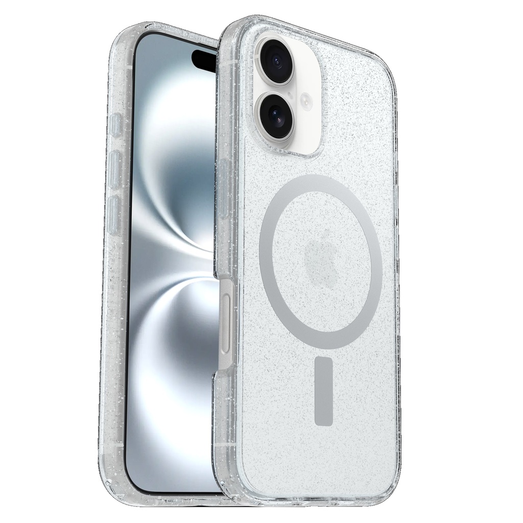 [840304772032] 840304772032 OtterBox Symmetry Clear MagSafe Apple iPhone 16 (6.1") Case Stardust - (77-96381), Antimicrobial, DROP+ 3X Military Standard, 7 Years Warranty