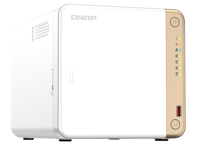 [4711103080030] QNAP TS-462-4G 4-Bay desktop NAS, Intel® Celeron® N4505 dual-core, 4 GB DDR4 onboard not expandable, 4 x 3.5"/2.5" SATA 6Gb/s drive bays, 2 x M.2 2280