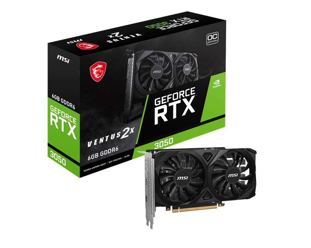 [4711377176811] 4711377176811 MSI nVidia Geforce RTX 3050 VENTUS 2X 6G OC Video Card, Boost: 1492 MHz, CUDA 2304 Units, 6GB GDDR6, HDMI™ x 2