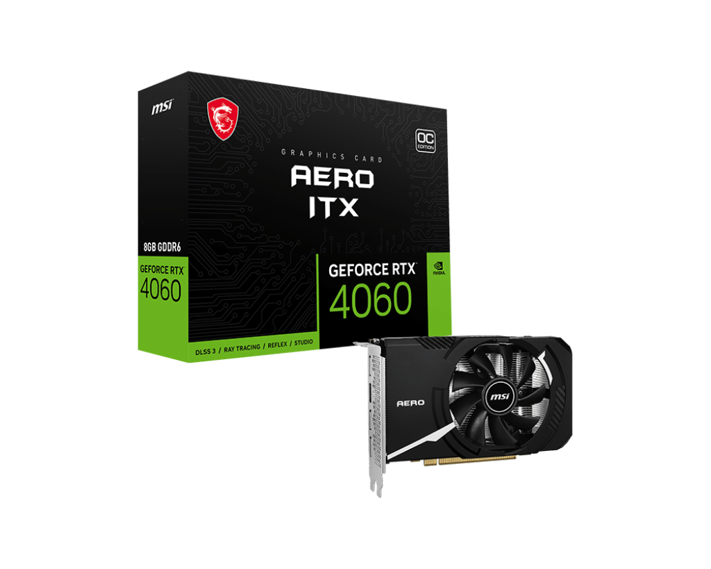 [4711377144520] 4711377144520 MSI nVidia GeForce GeForce RTX 4060 AERO ITX 8G OC   Video Card  2490 MHz Boost Clock, 8GB GDDR6,DisplayPort x 3 (v1.4a),HDMI x 1(NEW)