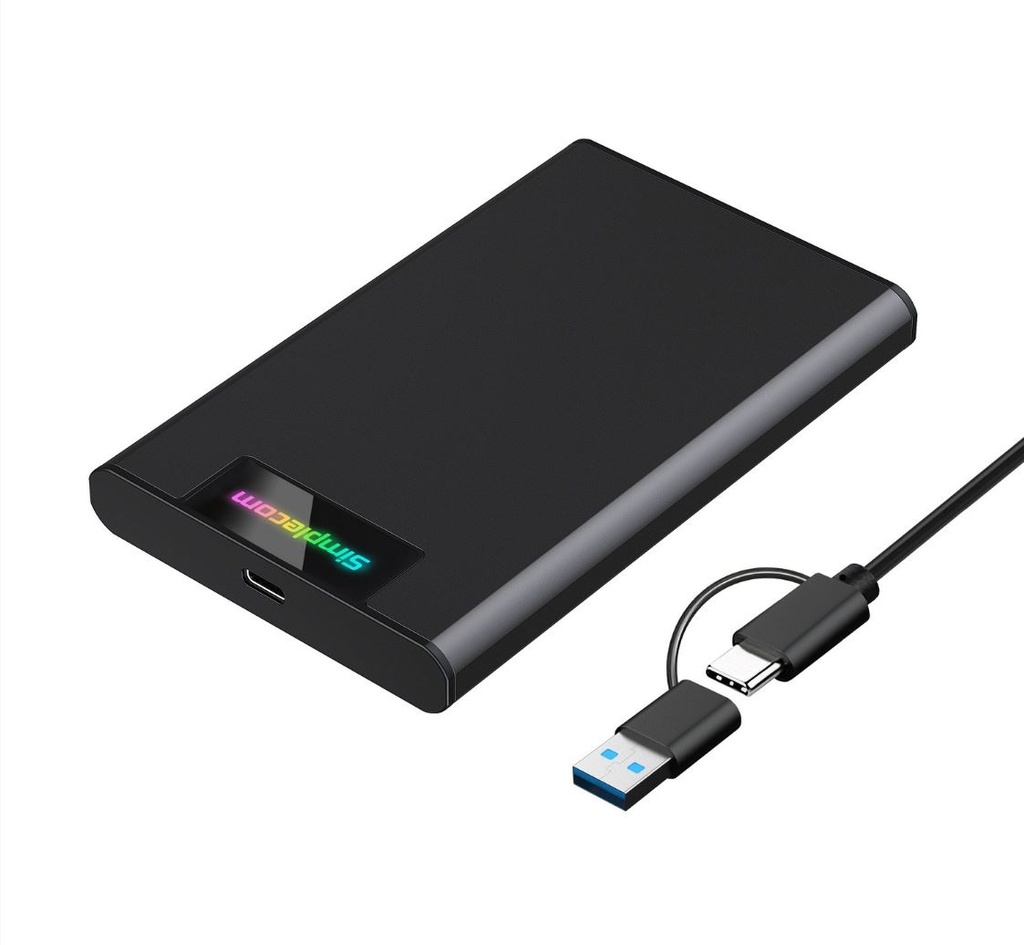 [9350414003311] 9350414003311 Simplecom SE239 Tool-free 2.5" SATA HDD SSD to USB-C Enclosure with RGB Lights USB 3.2 Gen 2
