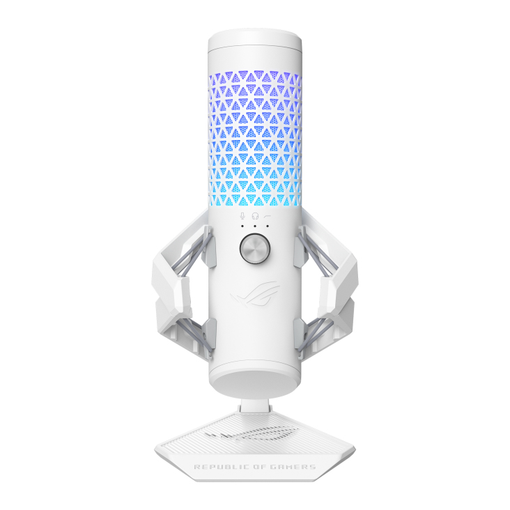 [4711387377031] 4711387377031 ASUS ROG CARNYX White Gaming Microphone,Studio-grade 25 mm condenser capsule, 192 kHz / 24-bit sampling rate, High-pass filter, ASUS Aura Sync