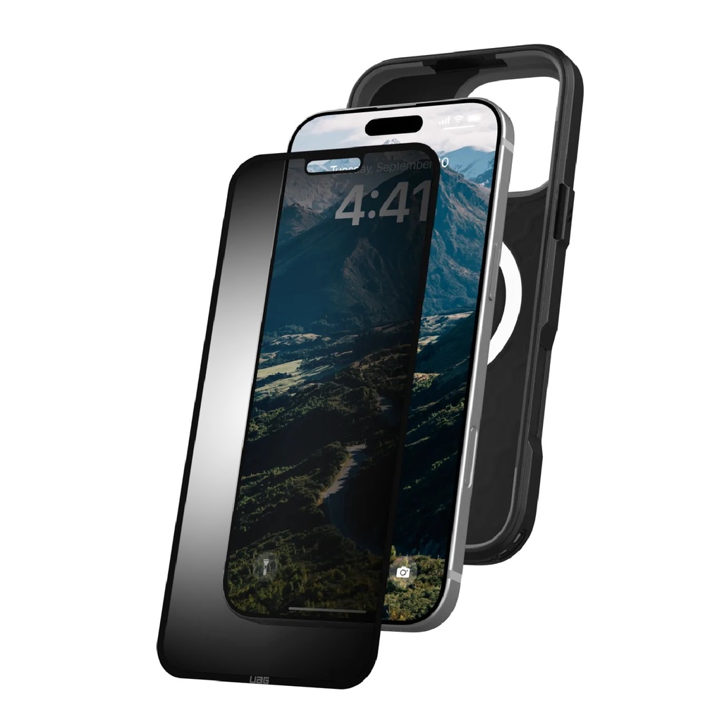 [840283915826] 840283915826 UAG Removable Privacy Apple iPhone 16/ iPhone 15 (6.1") Screen Protector - Glass - Tint (14437011NA), Anti-Glare, Recyclable, 1 Year Warranty