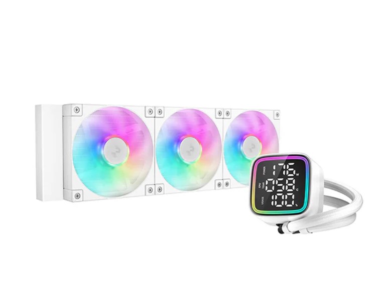 [6933412728740] DeepCool LD360 WH Liquid Cooler 360mm 5th Gen Pump 3400 RPM AIO Real-time CPU Status Screen Anti-Leak Tech ARGB Fans  Dual Gradient Hao Effect