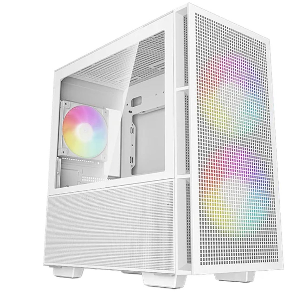 [6933412774686] DeepCool CH360 Digital White Micro ATX Case, Digital Status Display, Tempered Glass Window,1x USB 3.0, 1x USB-C, HD Audio, 2x 140mm ARGB and 1x 120mm