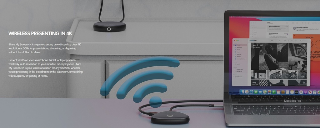 [23942321477] Verbatim 4K Wireless USB-C HDMI Adapter Dongle -Share My Screen Mirror Image. Compact and Ultra Portable. Windows, Linux Mac 10.2 support