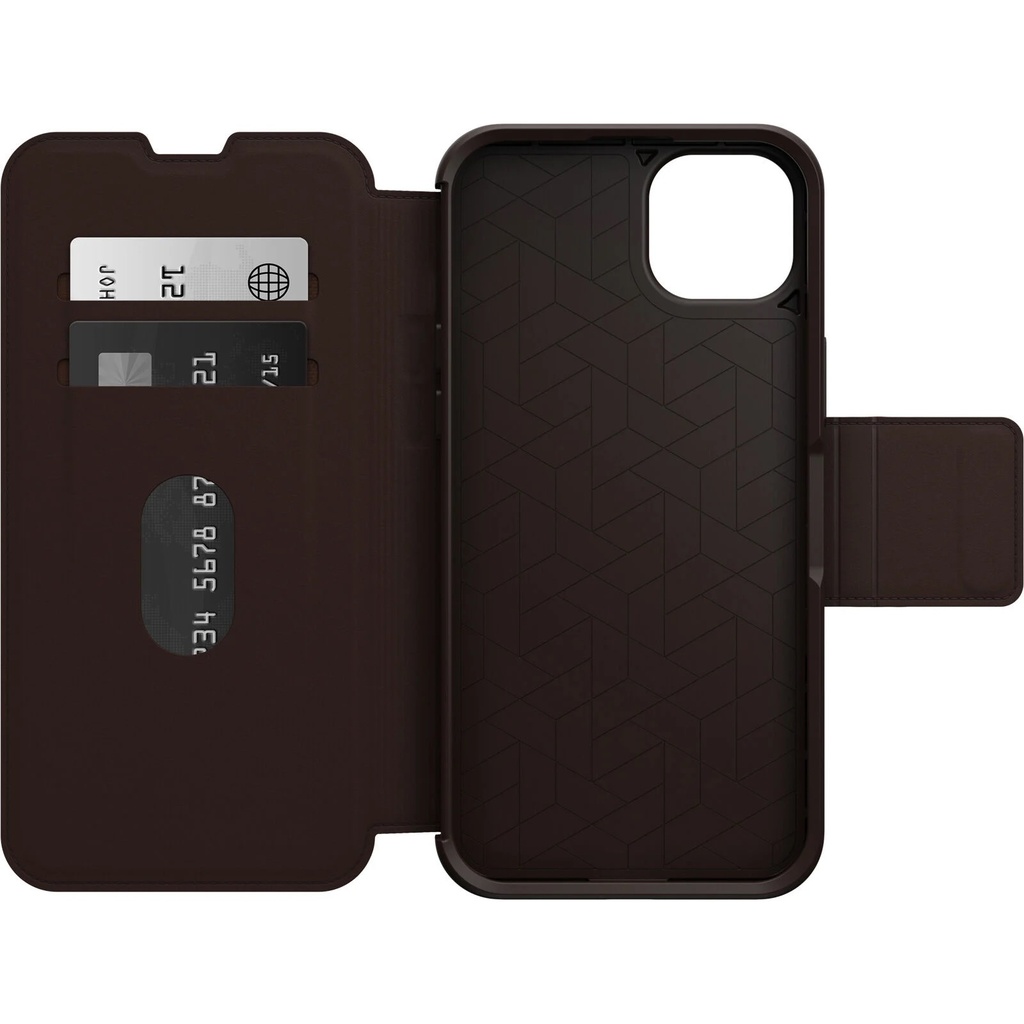 [840262381680] 840262381680 OtterBox Strada Apple iPhone 14 Plus Case Brown - (77-88554), DROP+ 3X Military Standard, Leather Folio Cover, Card Holder, 7 Years Warranty