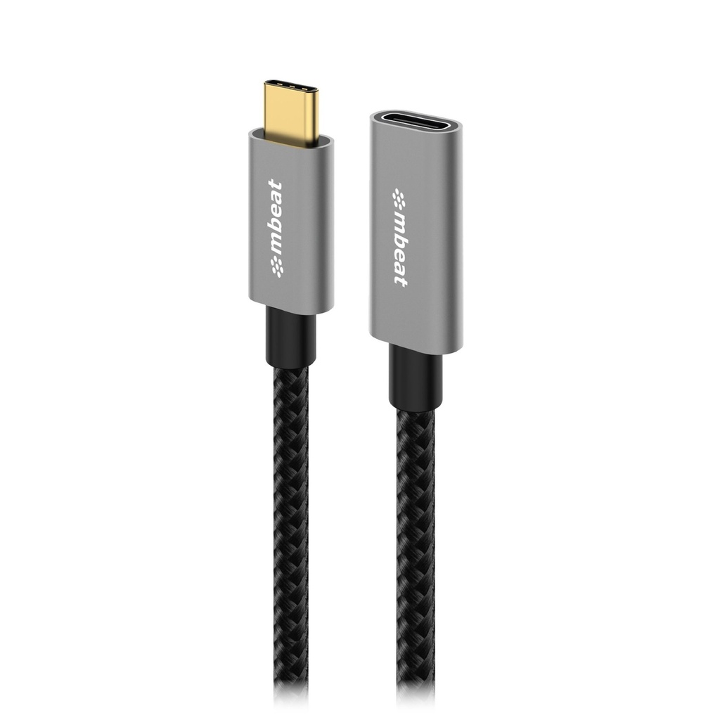 [9346396003784] 9346396003784 mbeat Tough Link 1m USB 3.2 Gen2 USB-C Extension Cable - Space Grey Video Resolution: Maximum 4K/60Hz Material: Aluminium Housing, Nylon Braided